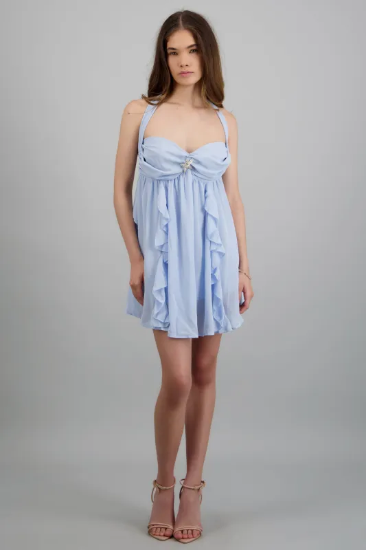 Vestido halter olanes con herraje estrella made by Shasa