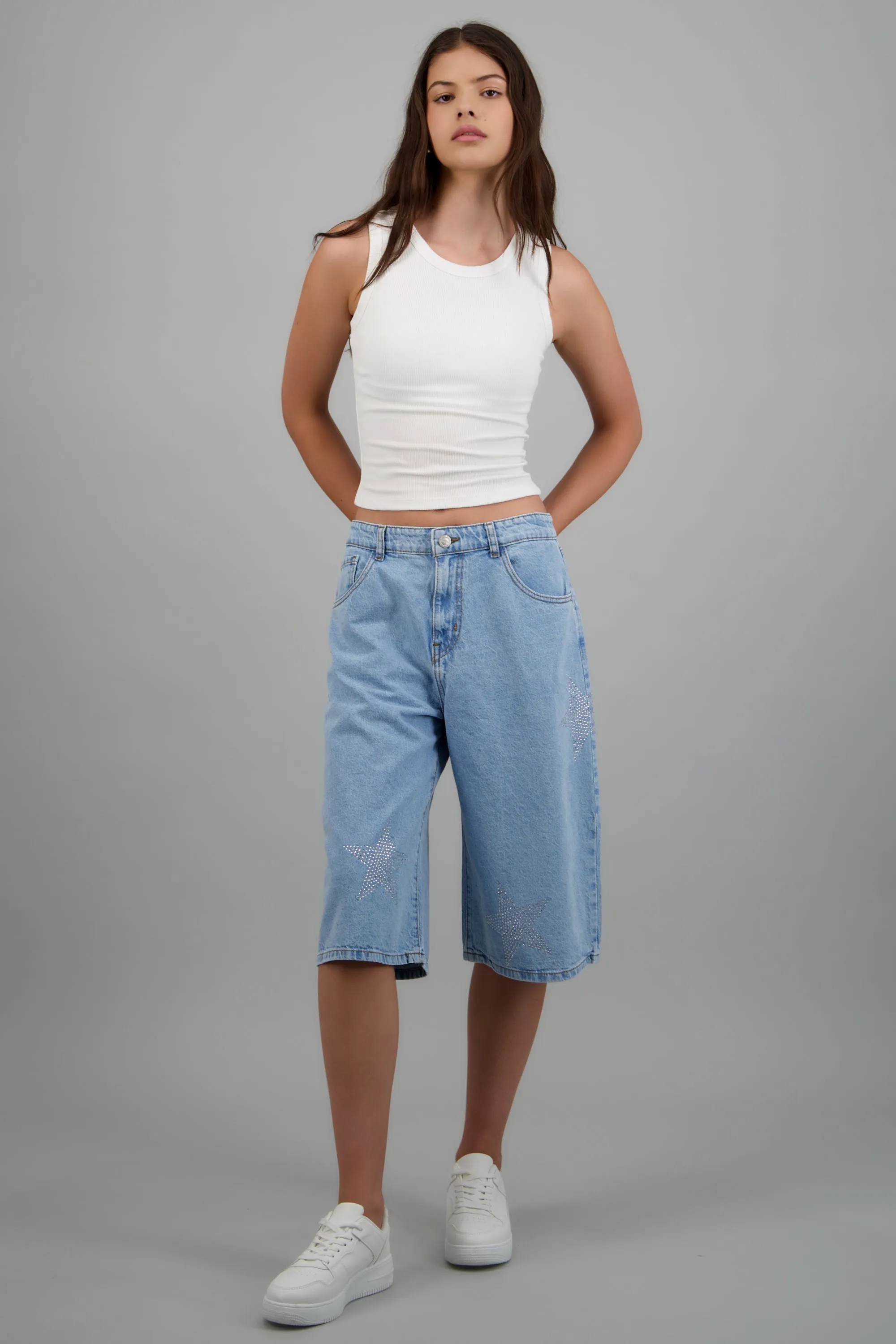 Bermuda denim estrellas brillos sold by Shasa