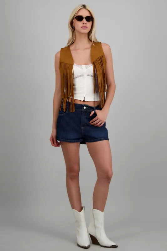 Chaleco crop fringe made by Shasa