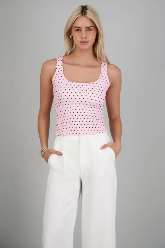 Top sin mangas escote cuadrado polka dots made by Shasa