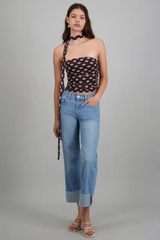 Top strapples drapeado detalle bufanda polka made by Shasa