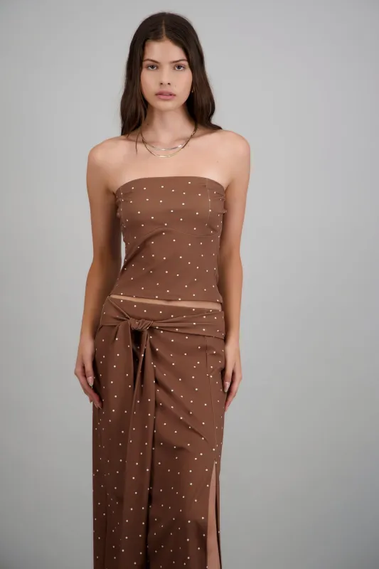 Top strapless detalle polkas made by Shasa