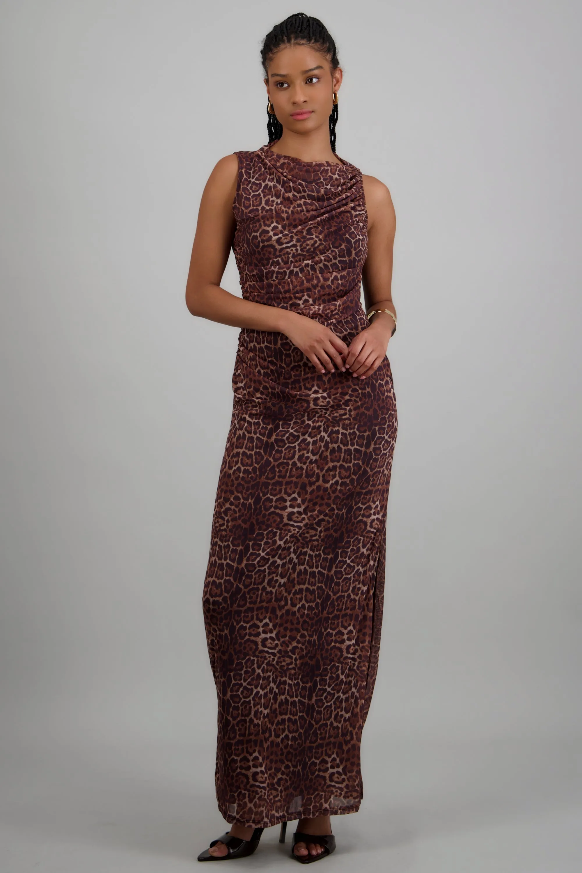 Vestido maxi mesh drapeado leopardo sold by Shasa product image thumbnail 3