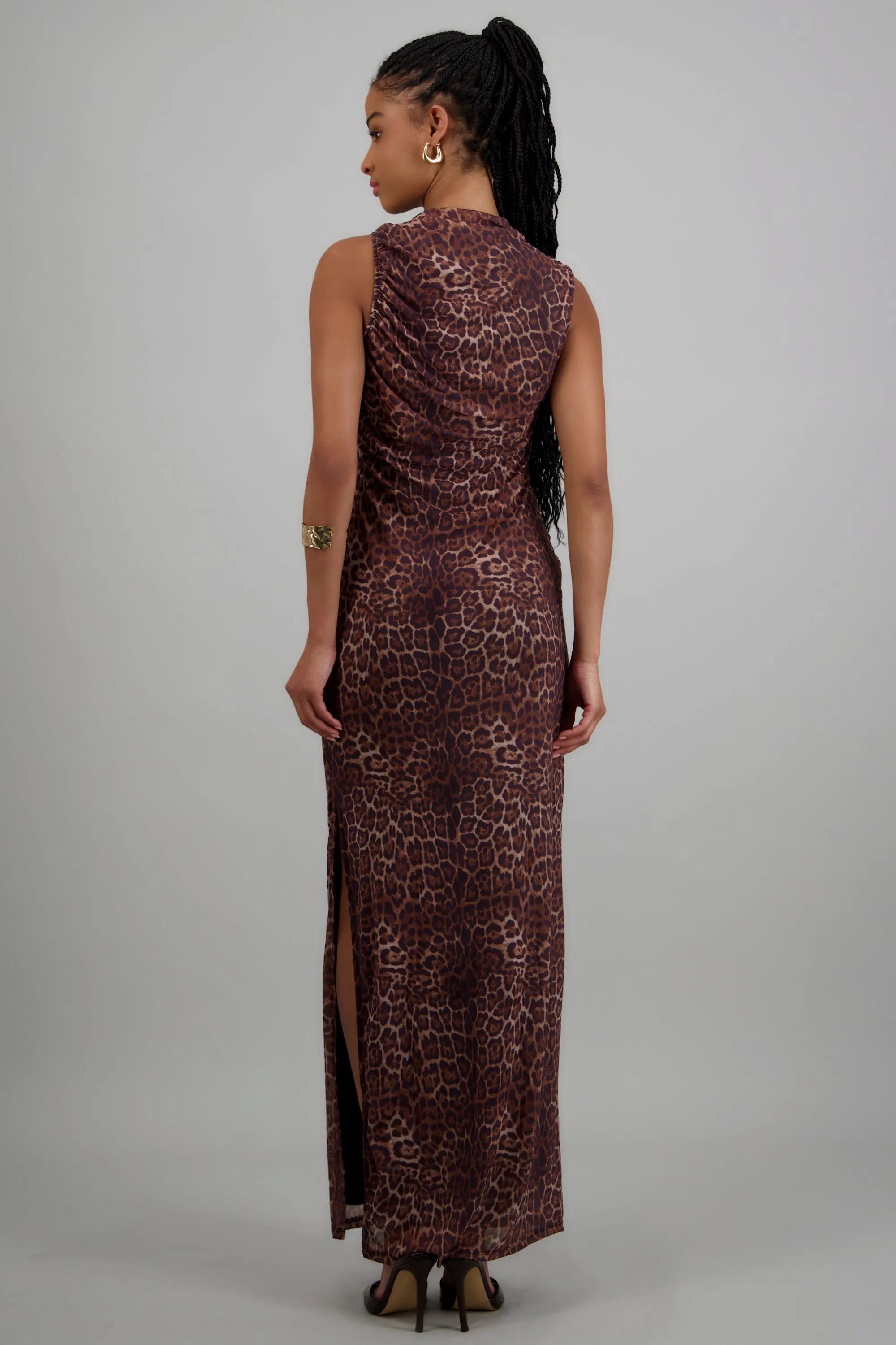 Vestido maxi mesh drapeado leopardo sold by Shasa product image thumbnail 4