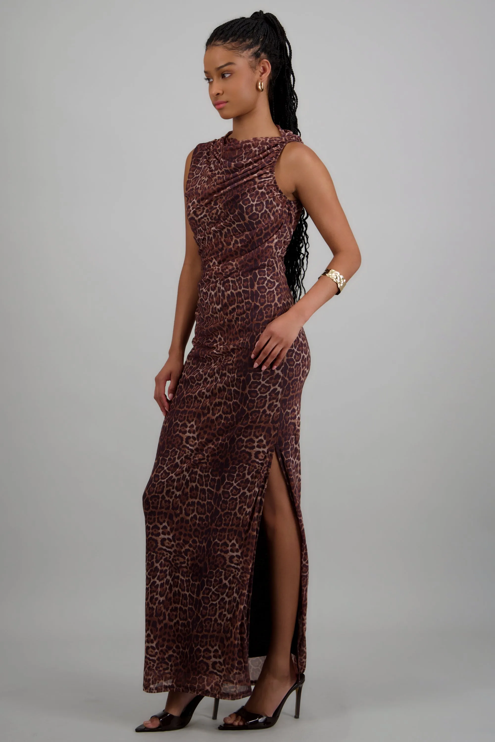 Vestido maxi mesh drapeado leopardo sold by Shasa product image thumbnail 2