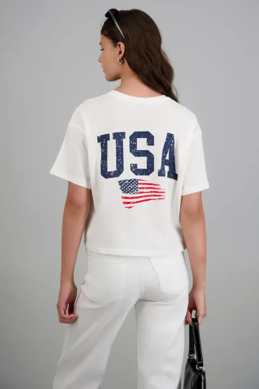 Playera estampado corta USA made by Shasa