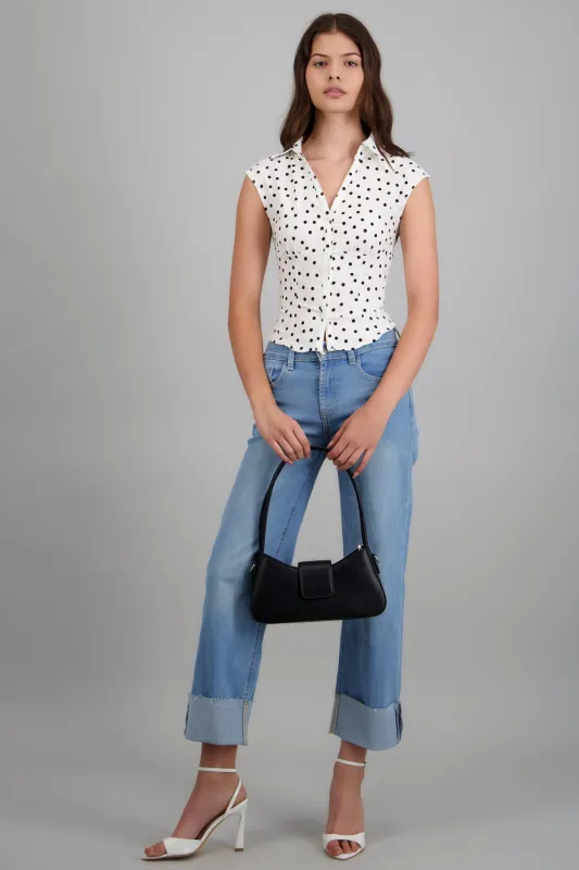 Camisa detalle cintura polka dots made by Shasa