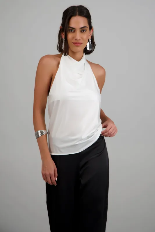 top halter escote cascada made by Shasa