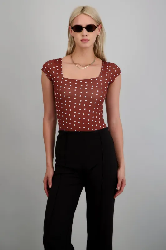 Body escote cuadrado manga corta polka dots made by Shasa