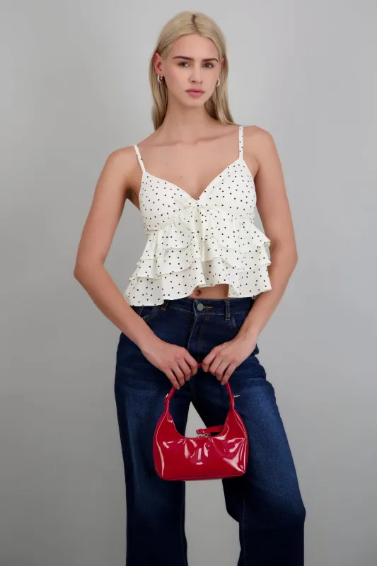 Top tirantes con olanes polka dots made by Shasa