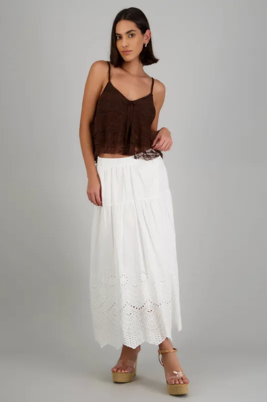 Top tirantes con olanes detalle encaje made by Shasa