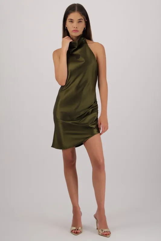 Vestido satin halter espalda abierta made by Shasa