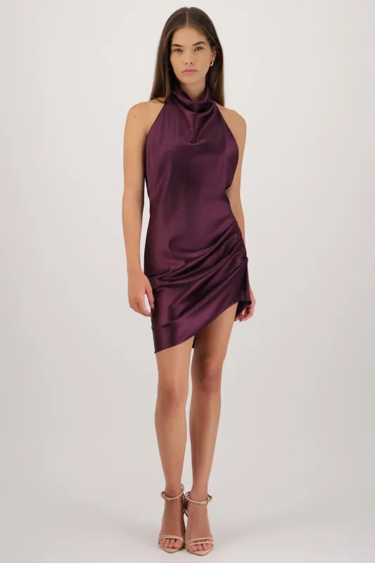 Vestido satin halter espalda abierta made by Shasa