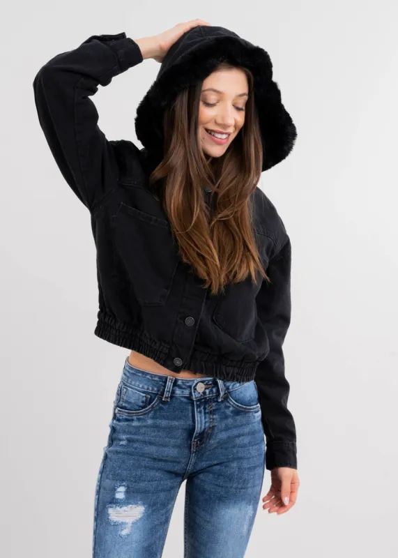 Bomber denim forro sherpa sold by Shasa
