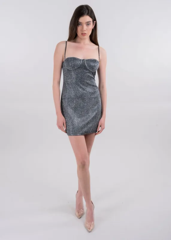 Vestido mini brillos lúrex sold by Shasa