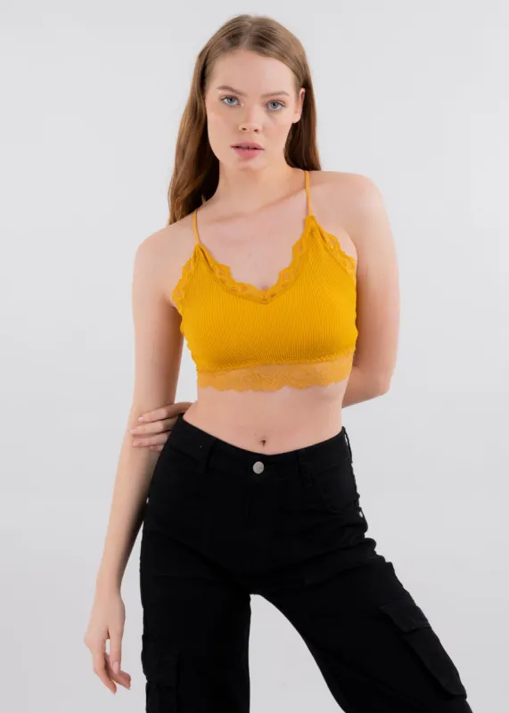 Bralette acanalado encaje sold by Shasa