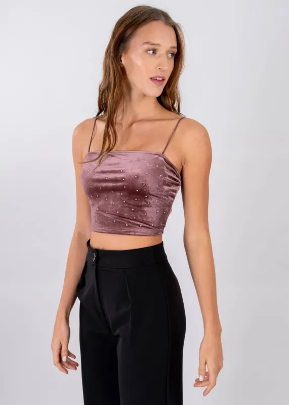 Top terciopelo brillos sold by Shasa