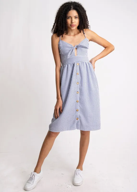 Vestido midi escote nudo estampado rayas sold by Shasa