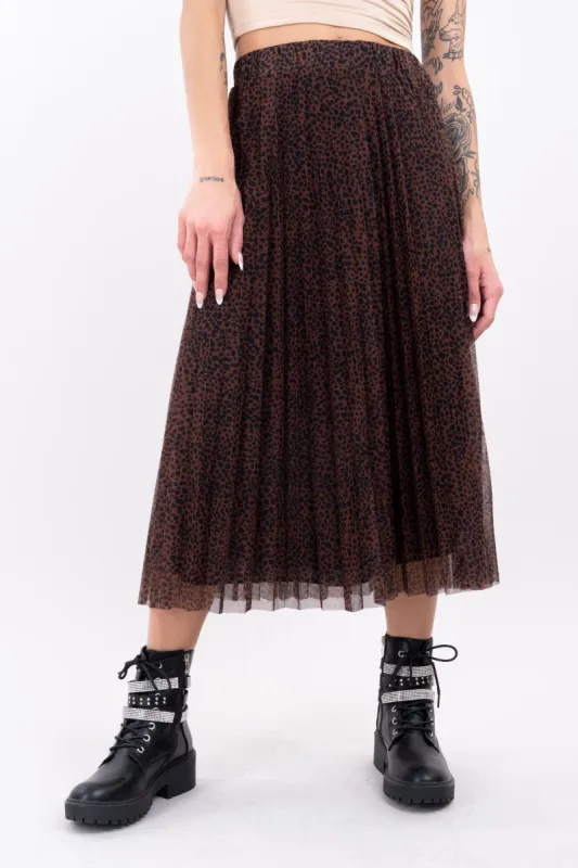 Falda midi tableada animal print sold by Shasa