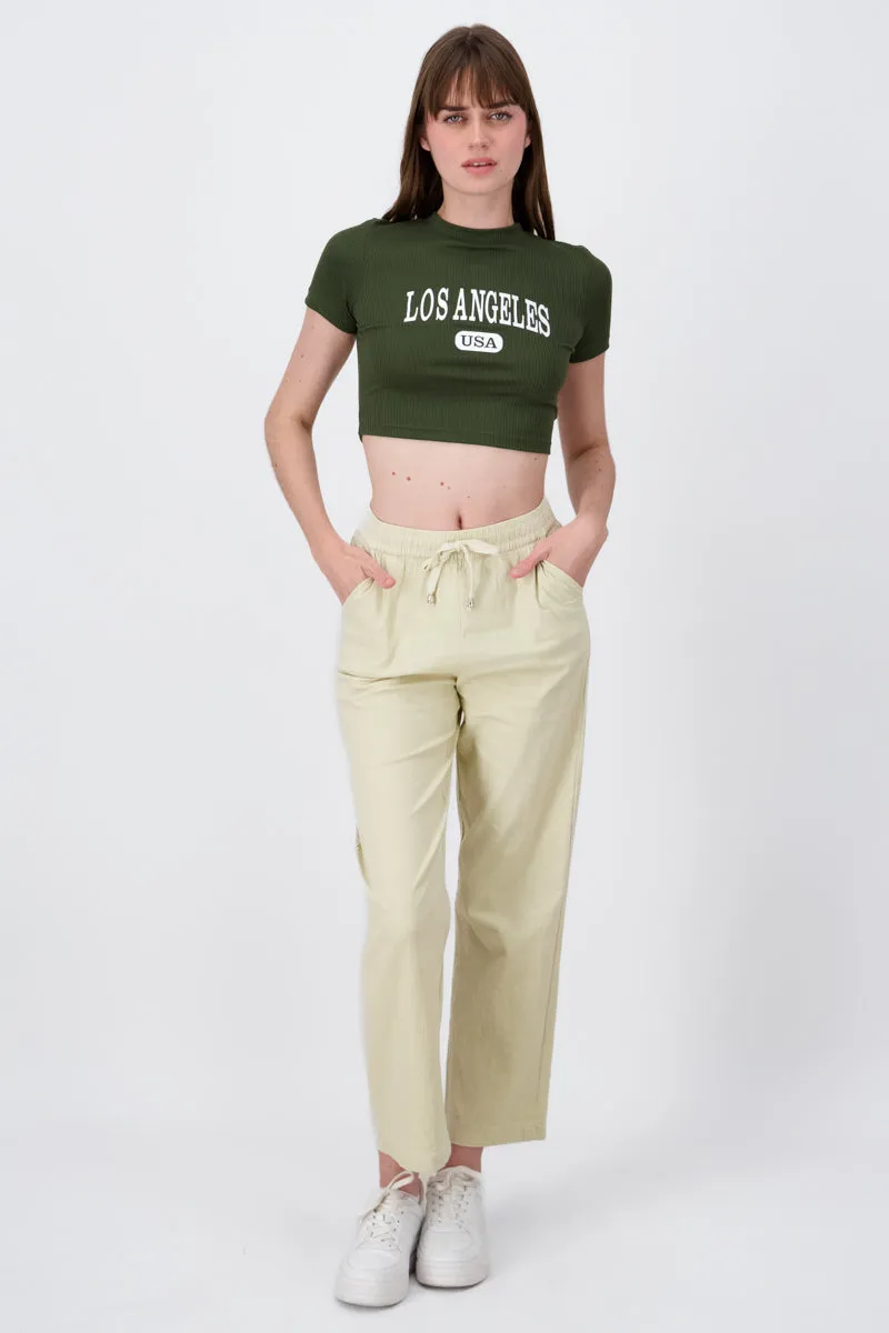 Pantalones de lino anchos sold by Shasa