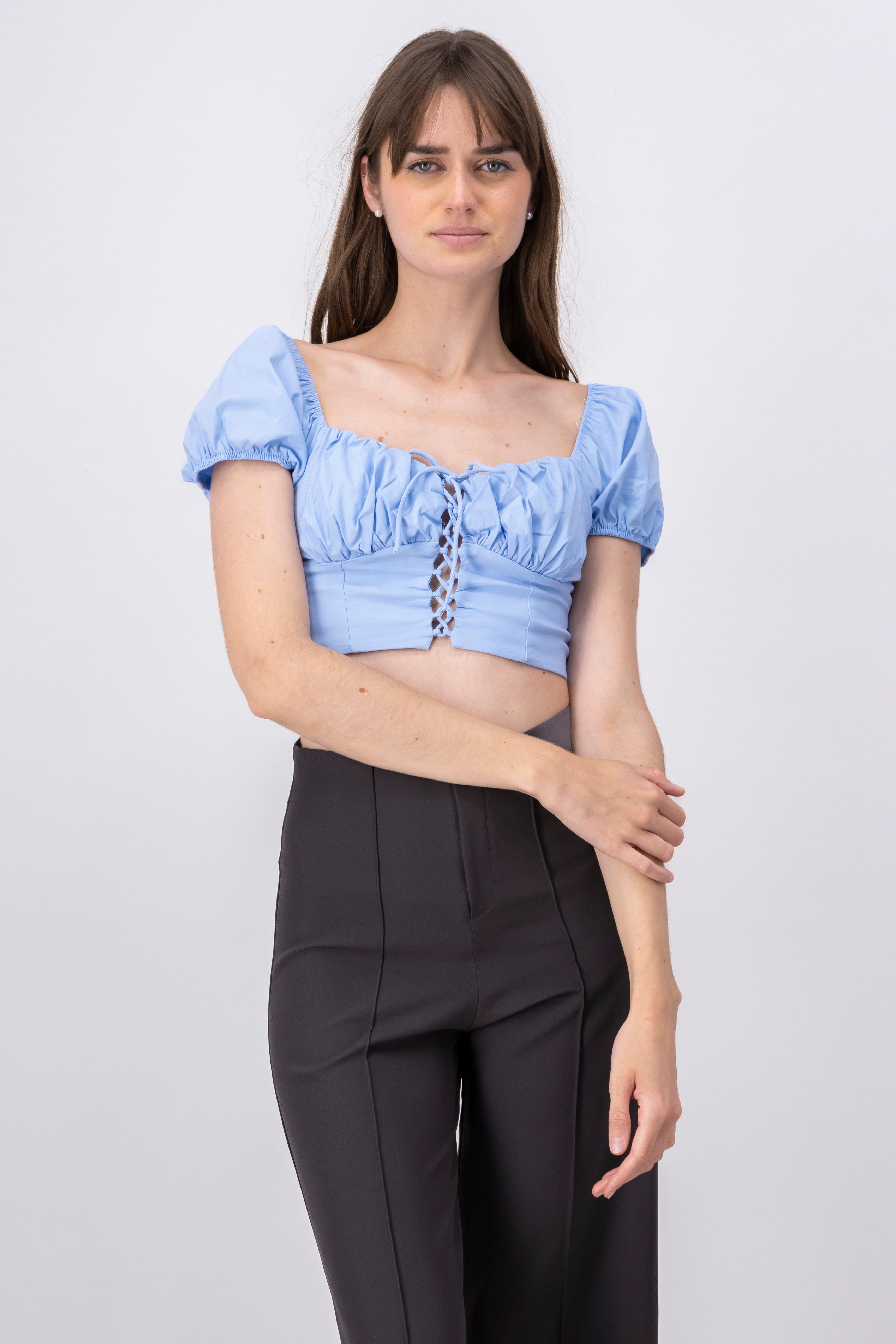 Top crop lace up monocolor sold by Shasa product image thumbnail 2