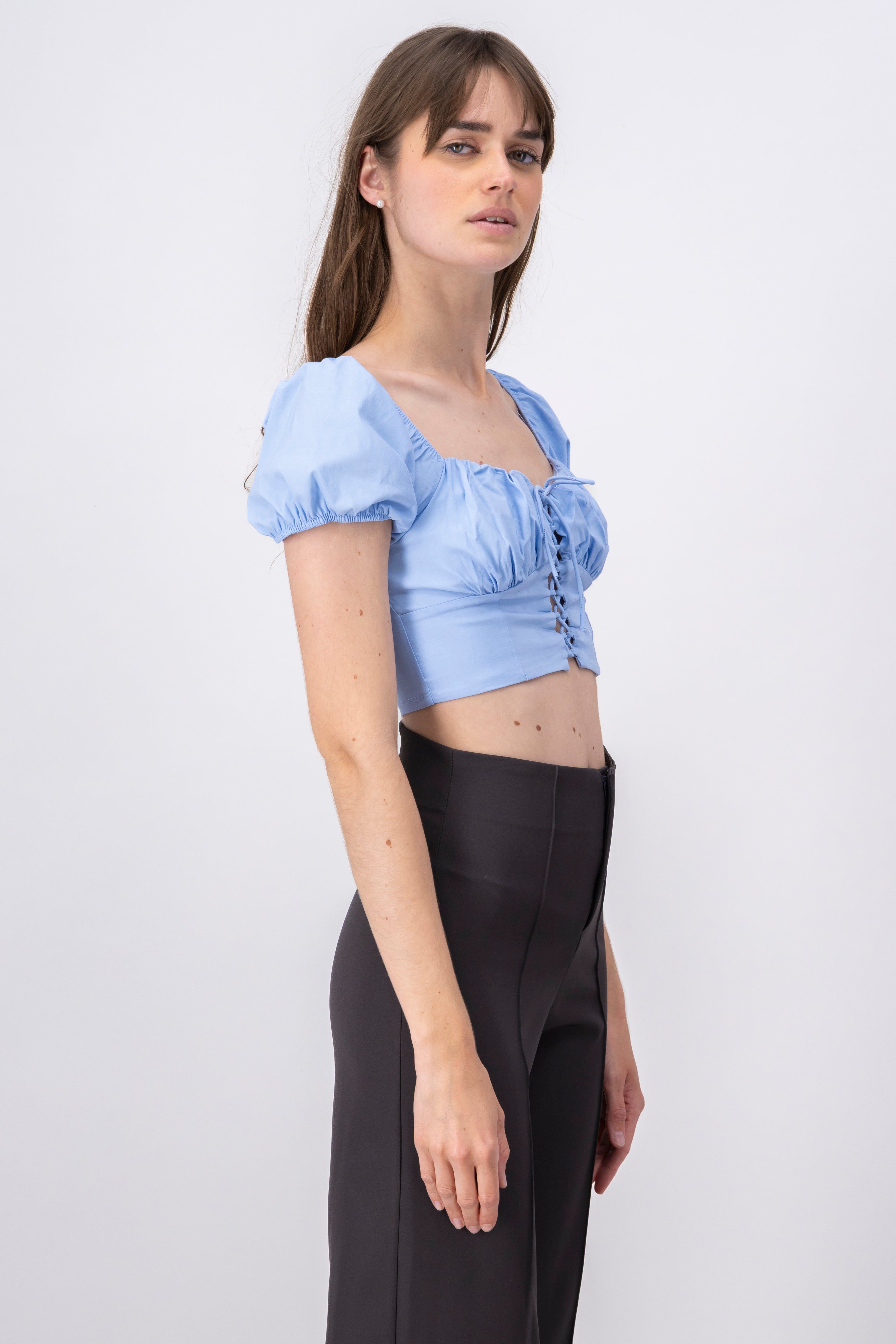 Top crop lace up monocolor sold by Shasa product image thumbnail 3