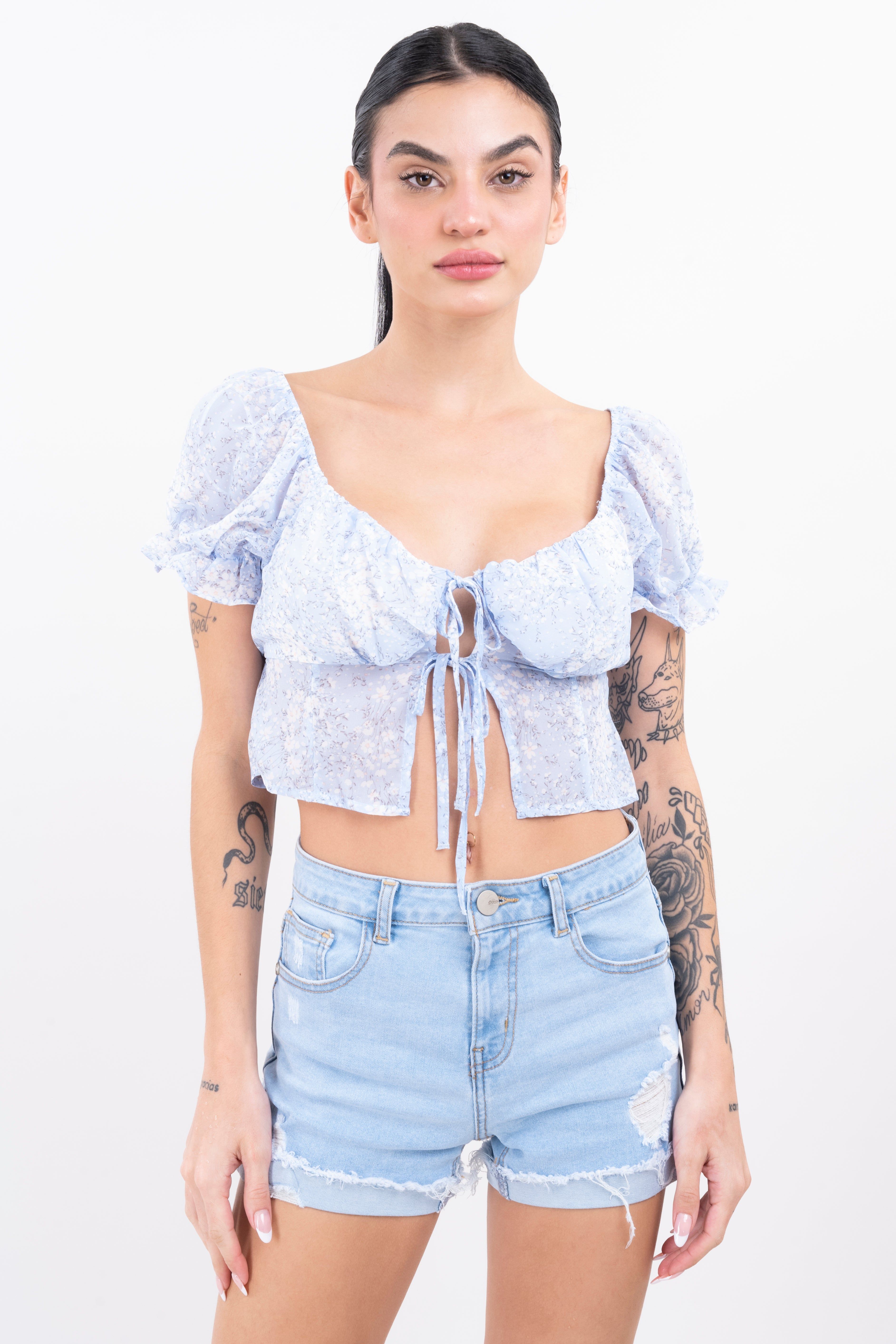 Top abierto cintas flores sold by Shasa