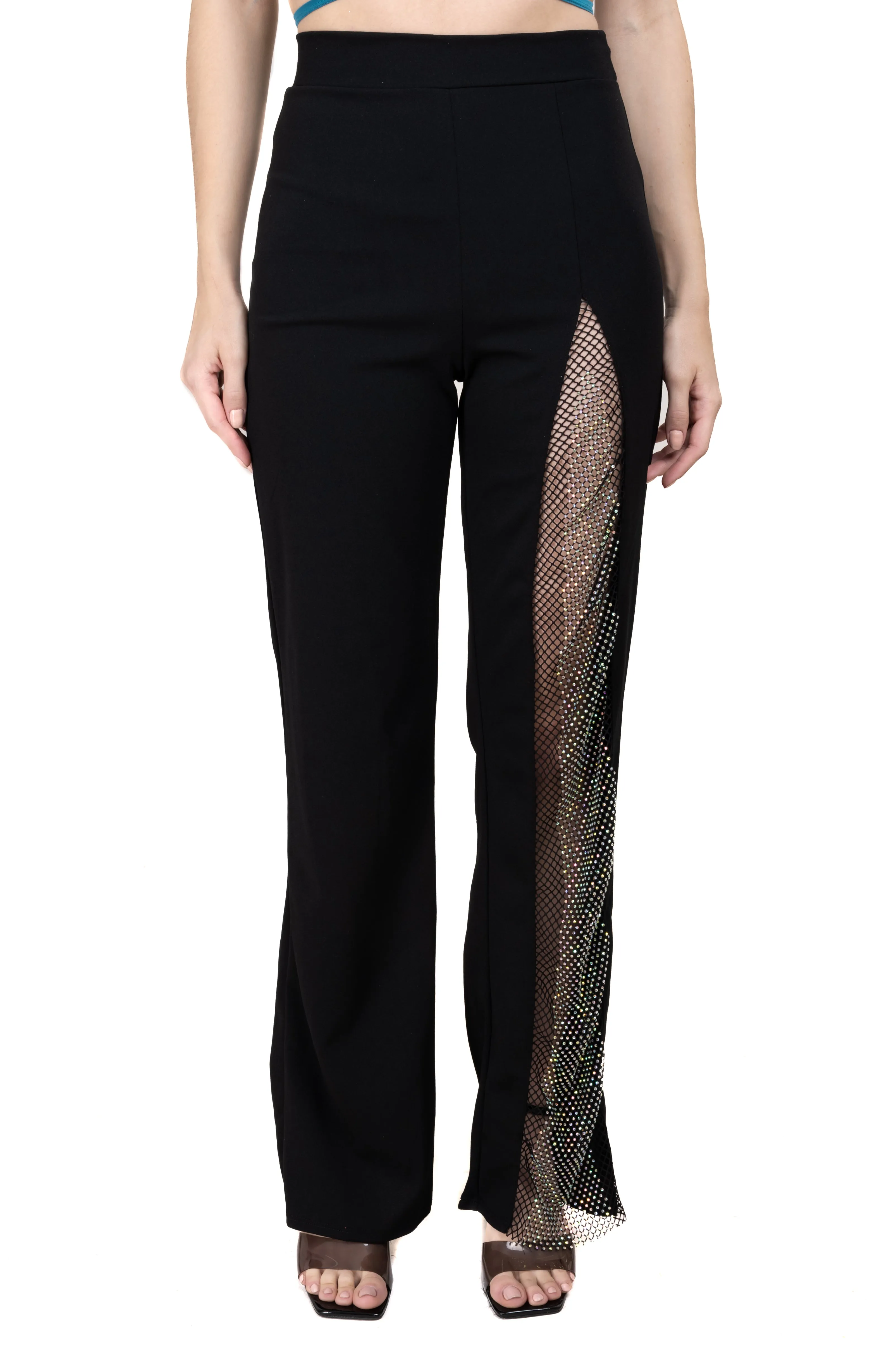 Pantalón recto abertura brillos sold by Shasa