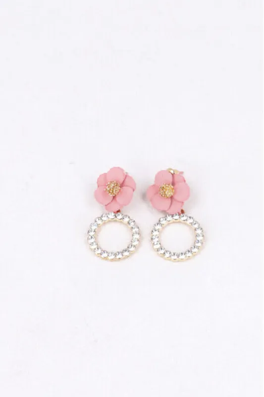 Aretes Flor Circulo Brillos sold by Shasa