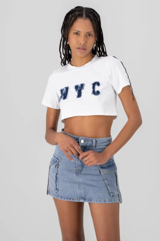 T-shirt cropped parche de NYC sold by Shasa