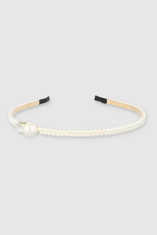 Diadema delgada perlas sold by Shasa