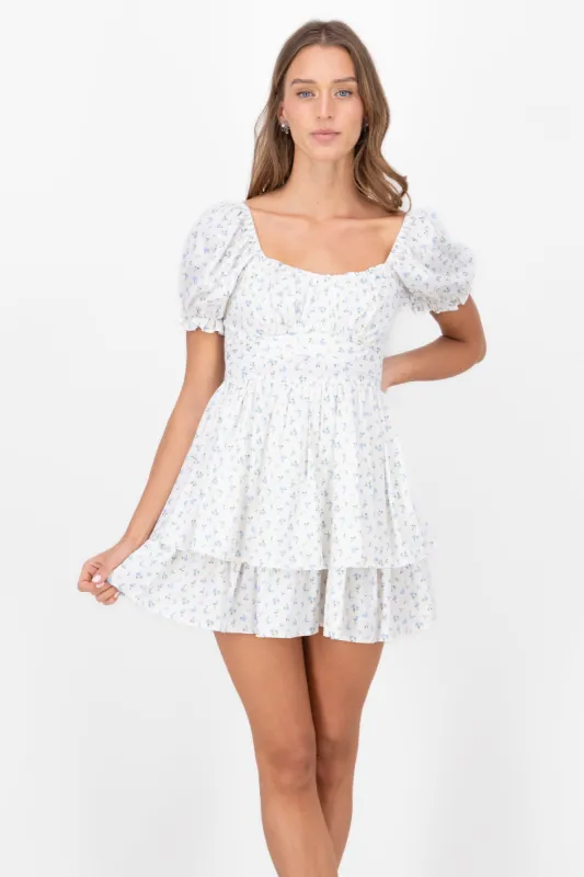 Vestido Mini Busto Fruncido Flores sold by Shasa