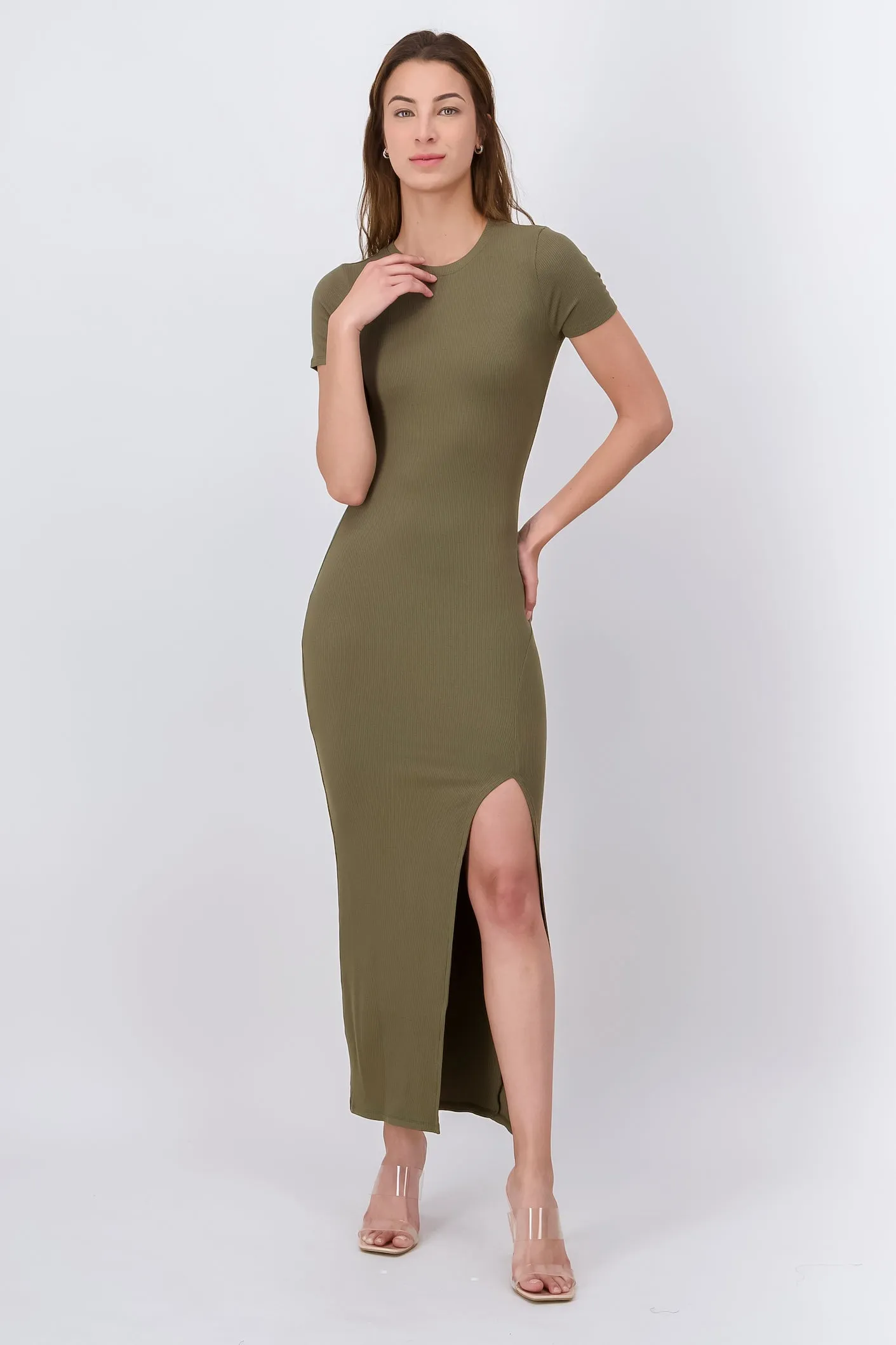 Vestido Maxi Manga Corta Abertura sold by Shasa