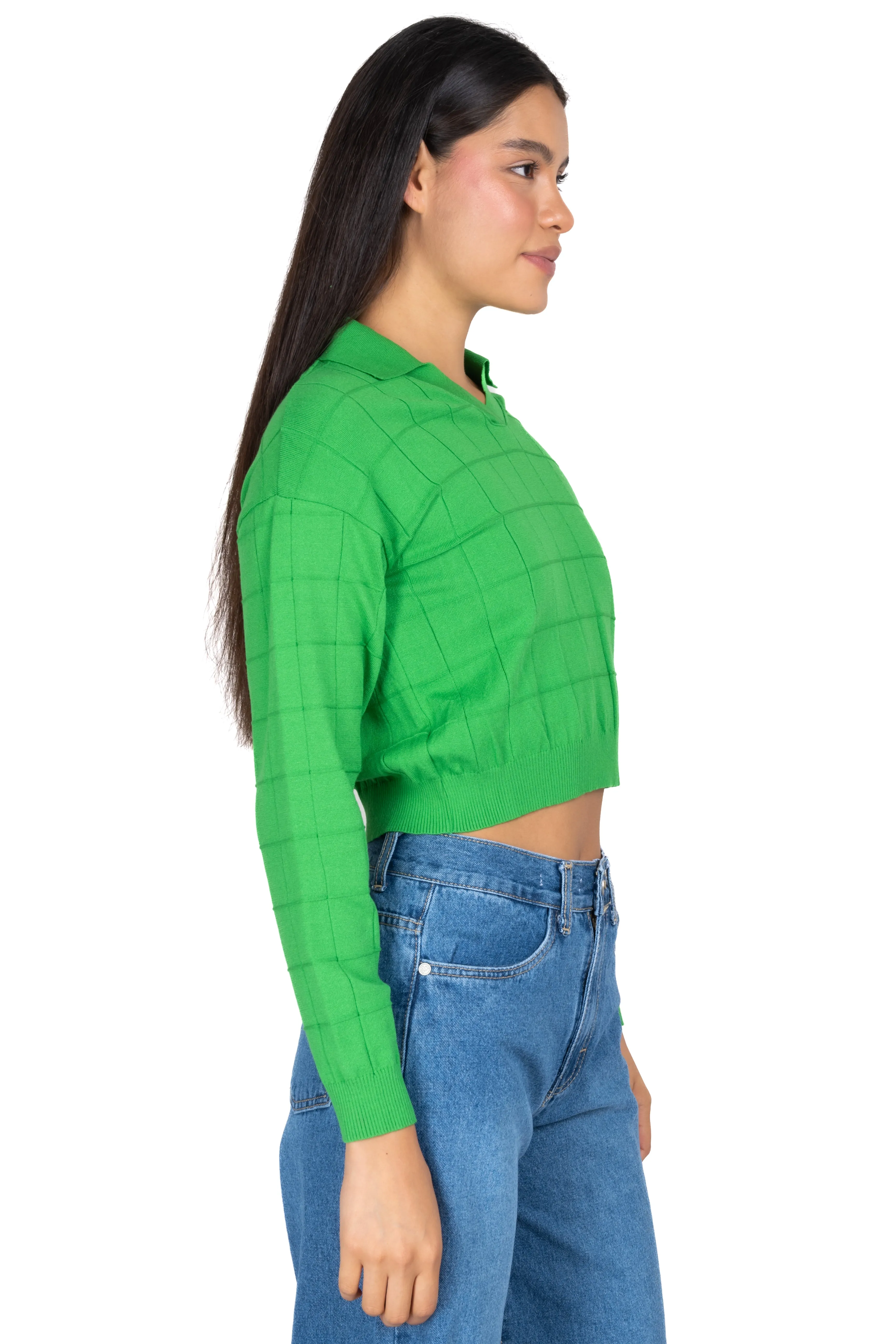 Top cuello polo manga larga cuadros sold by Shasa product image thumbnail 3