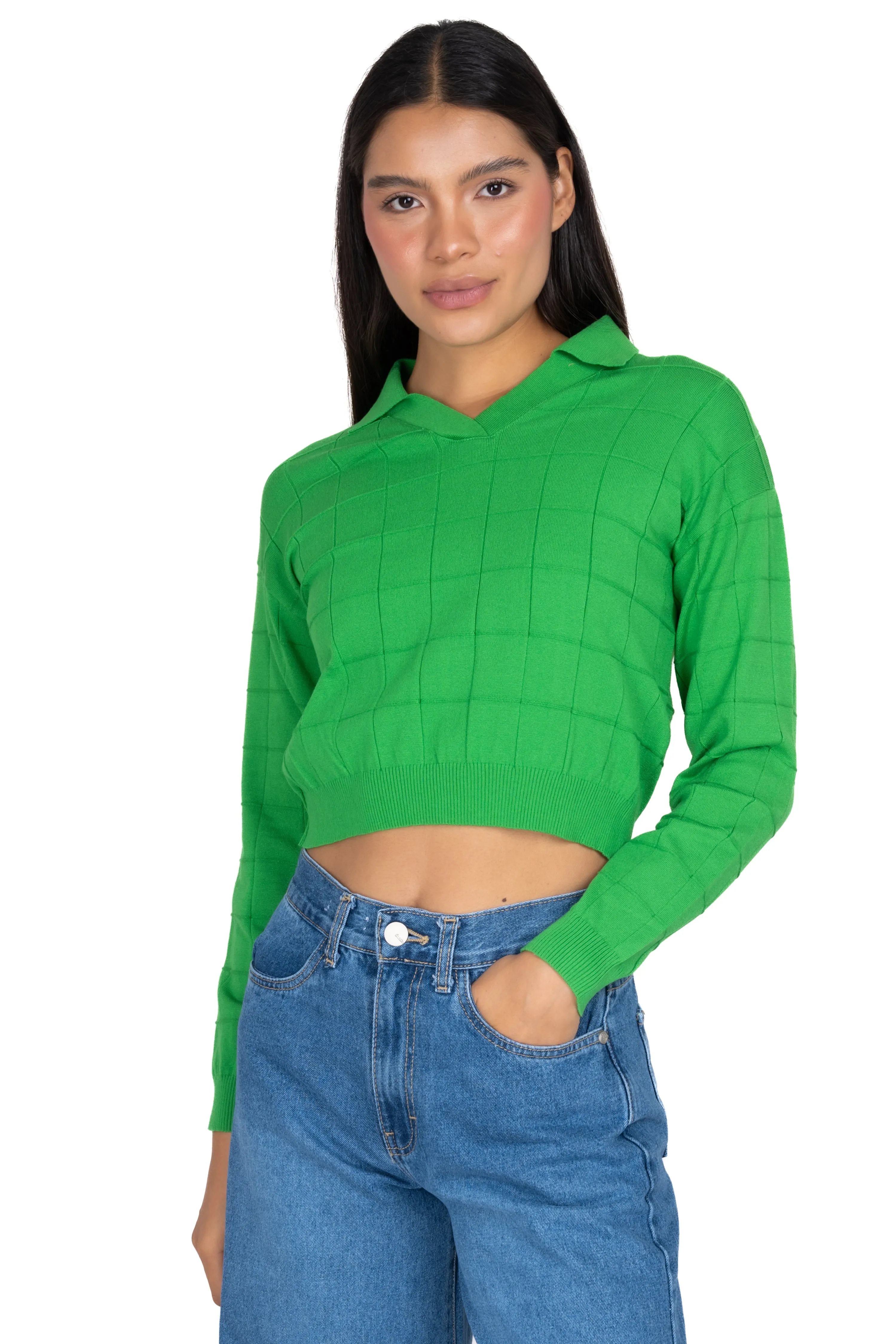 Top cuello polo manga larga cuadros sold by Shasa product image thumbnail 2