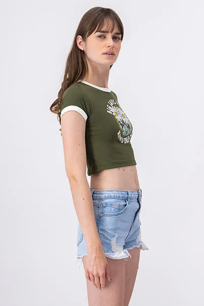 Playera Crop Frase Flores sold by Shasa product image thumbnail 3