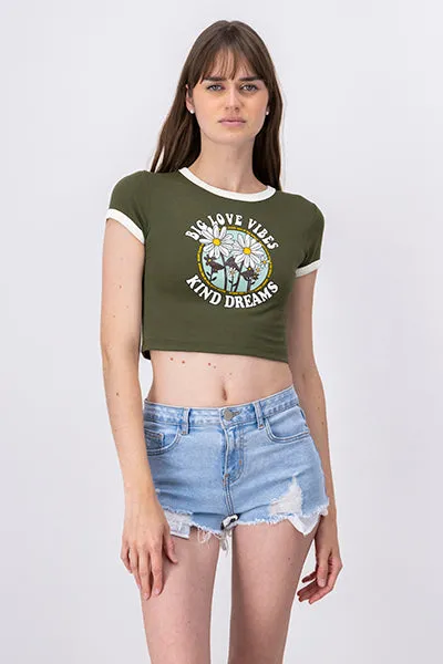 Playera Crop Frase Flores sold by Shasa product image thumbnail 2