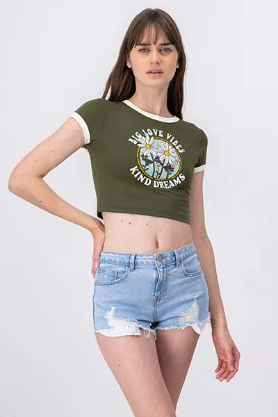 Playera Crop Frase Flores sold by Shasa