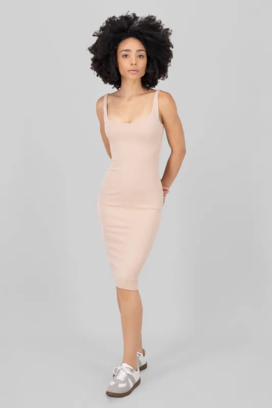 Vestido midi doble tela sold by Shasa