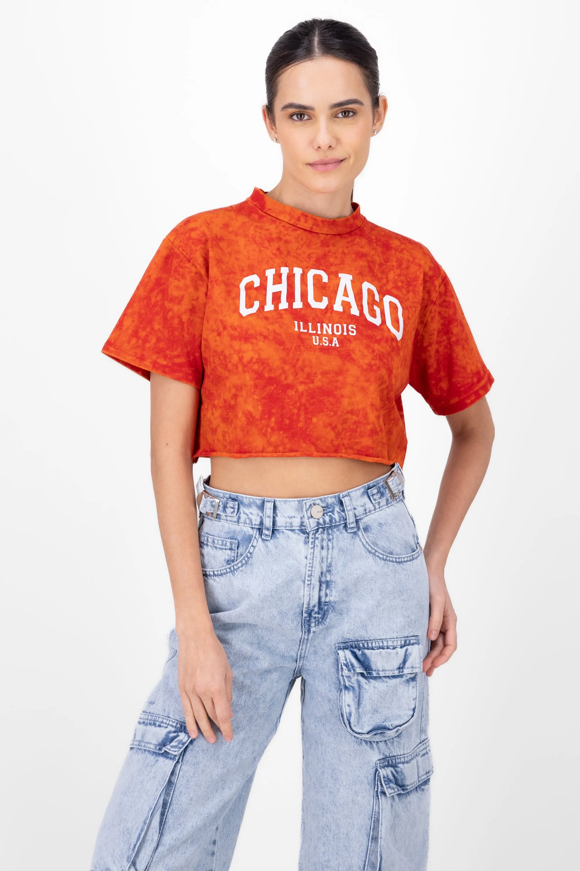 Playera crop acid wash chicago sold by Shasa