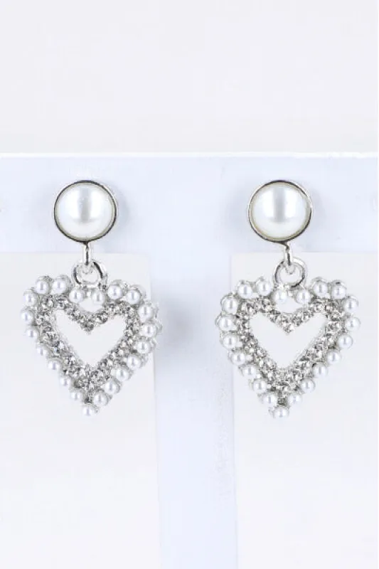 Aretes Corazon 2L Perlas Brillos sold by Shasa