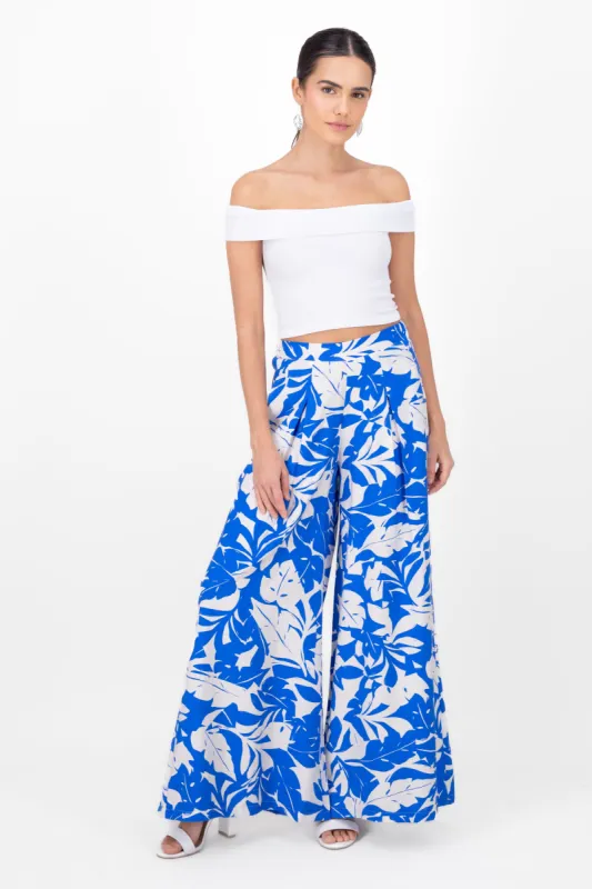 Pantalon amplio estampado tropical sold by Shasa