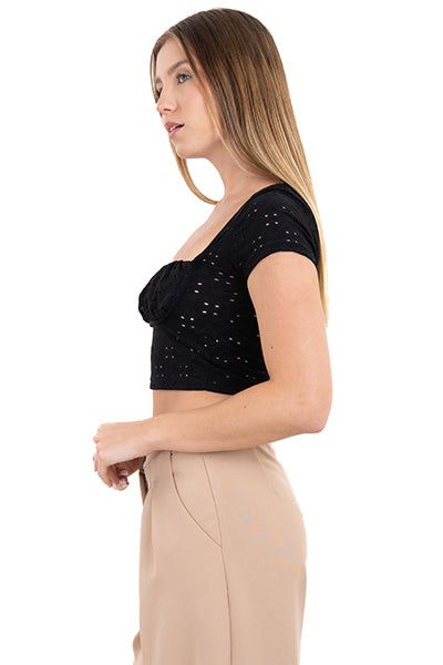 Top crop eyelets manga corta sold by Shasa product image thumbnail 3