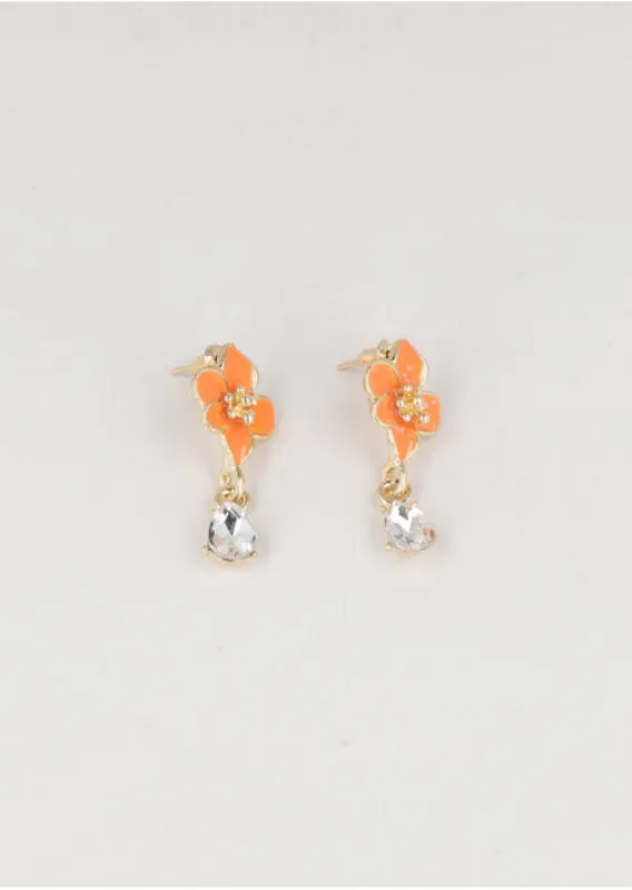 Aretes Flor Colgante Brillo sold by Shasa
