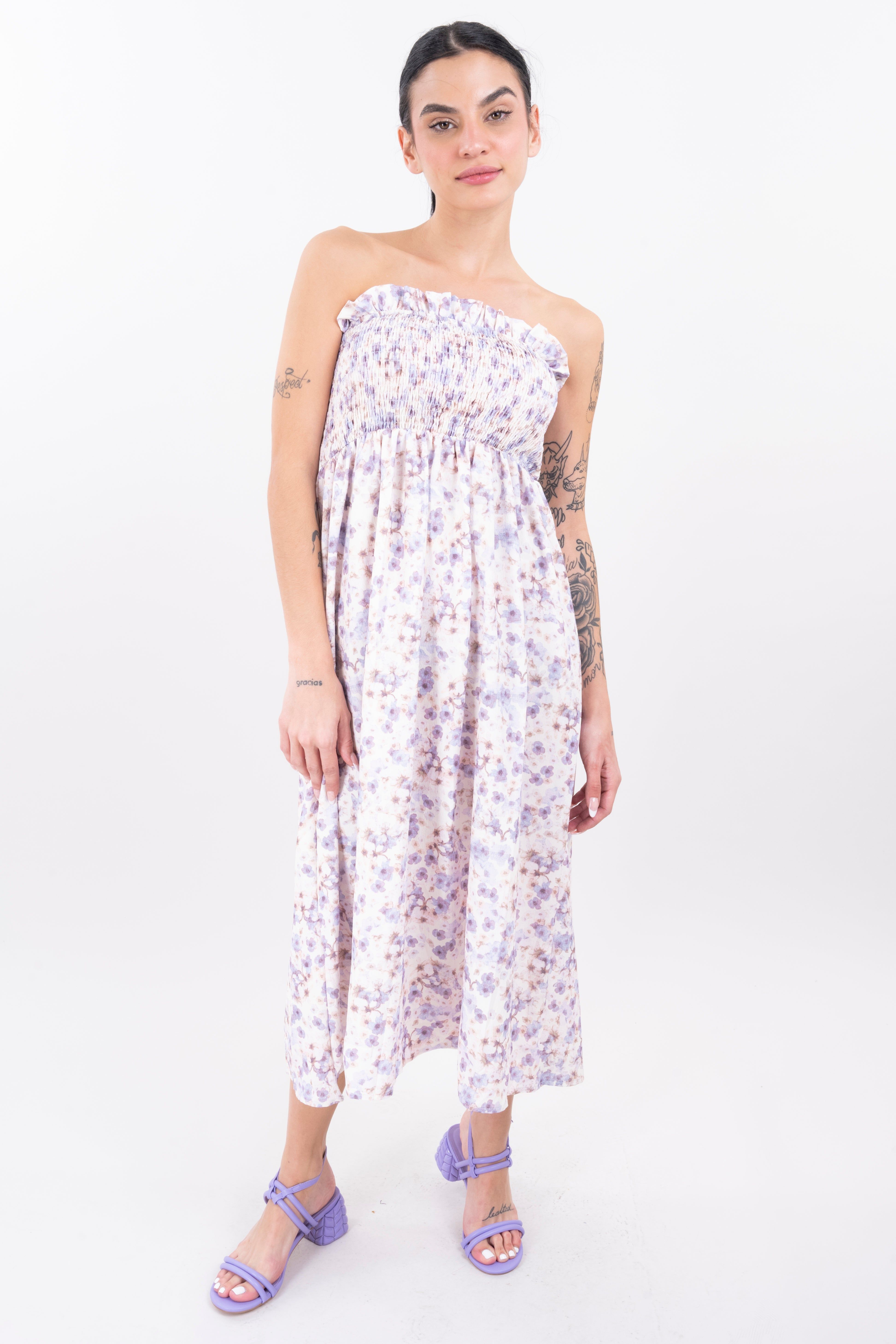 Vestido maxi flores fruncido sold by Shasa product image thumbnail 2