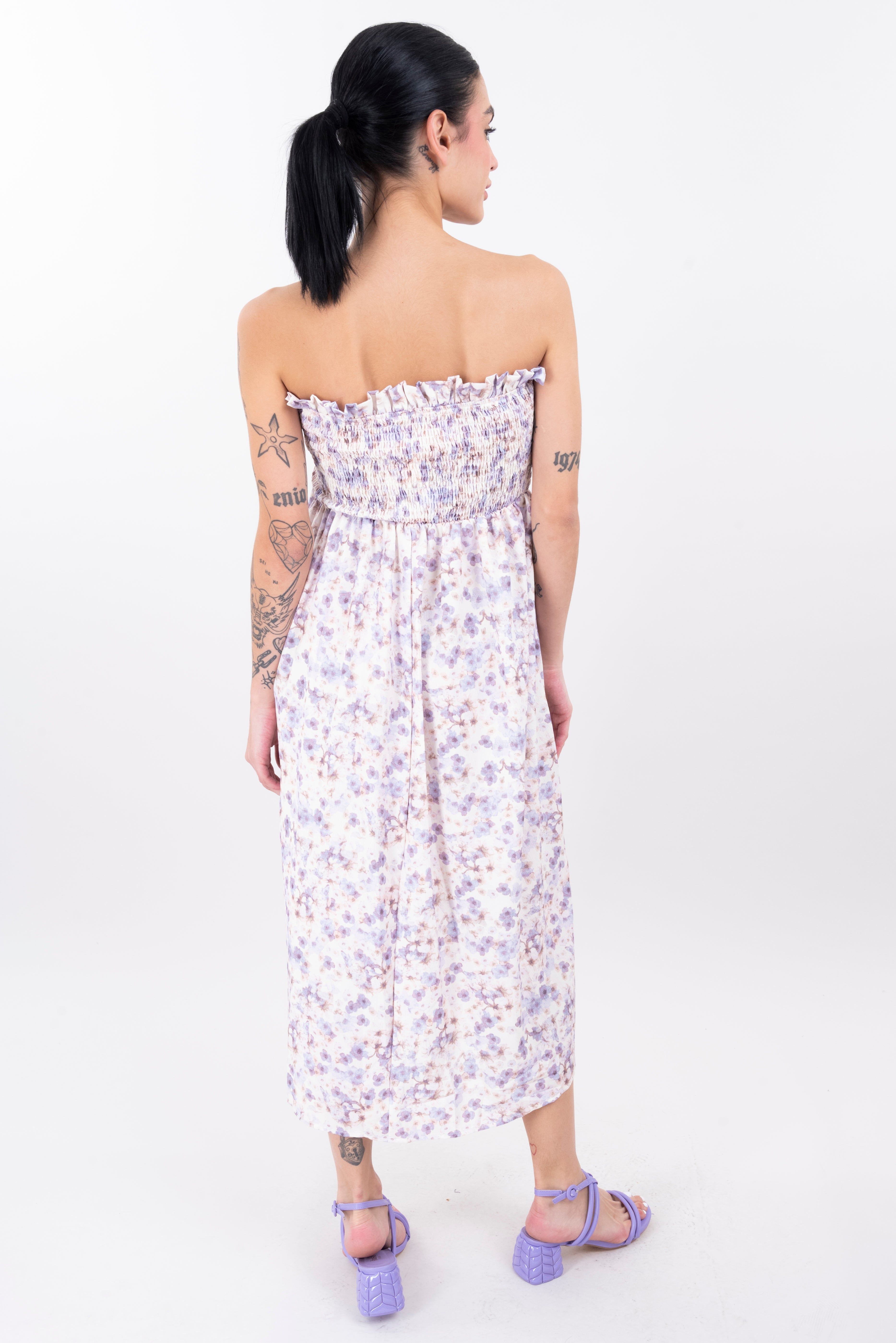 Vestido maxi flores fruncido sold by Shasa product image thumbnail 4