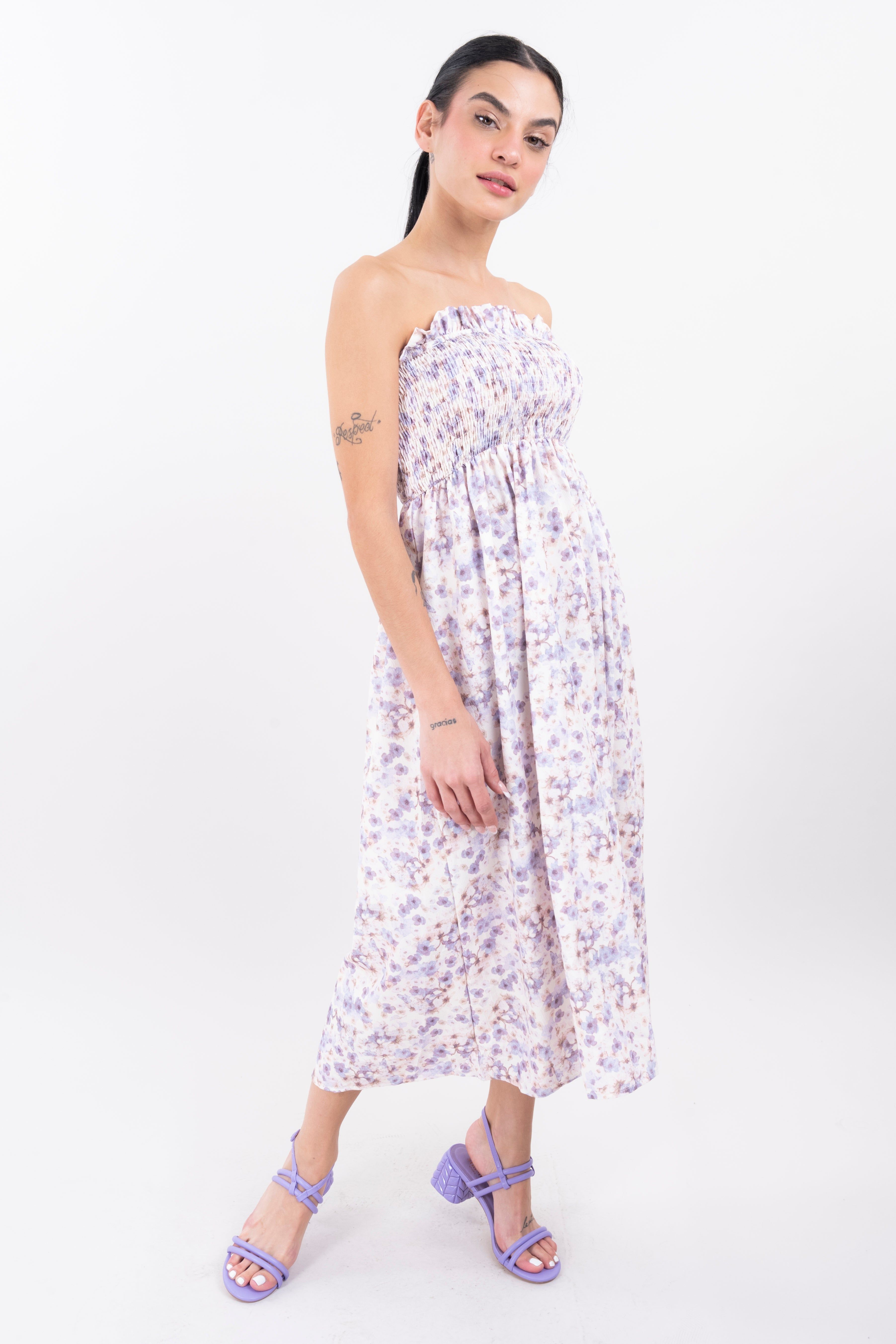 Vestido maxi flores fruncido sold by Shasa product image thumbnail 5