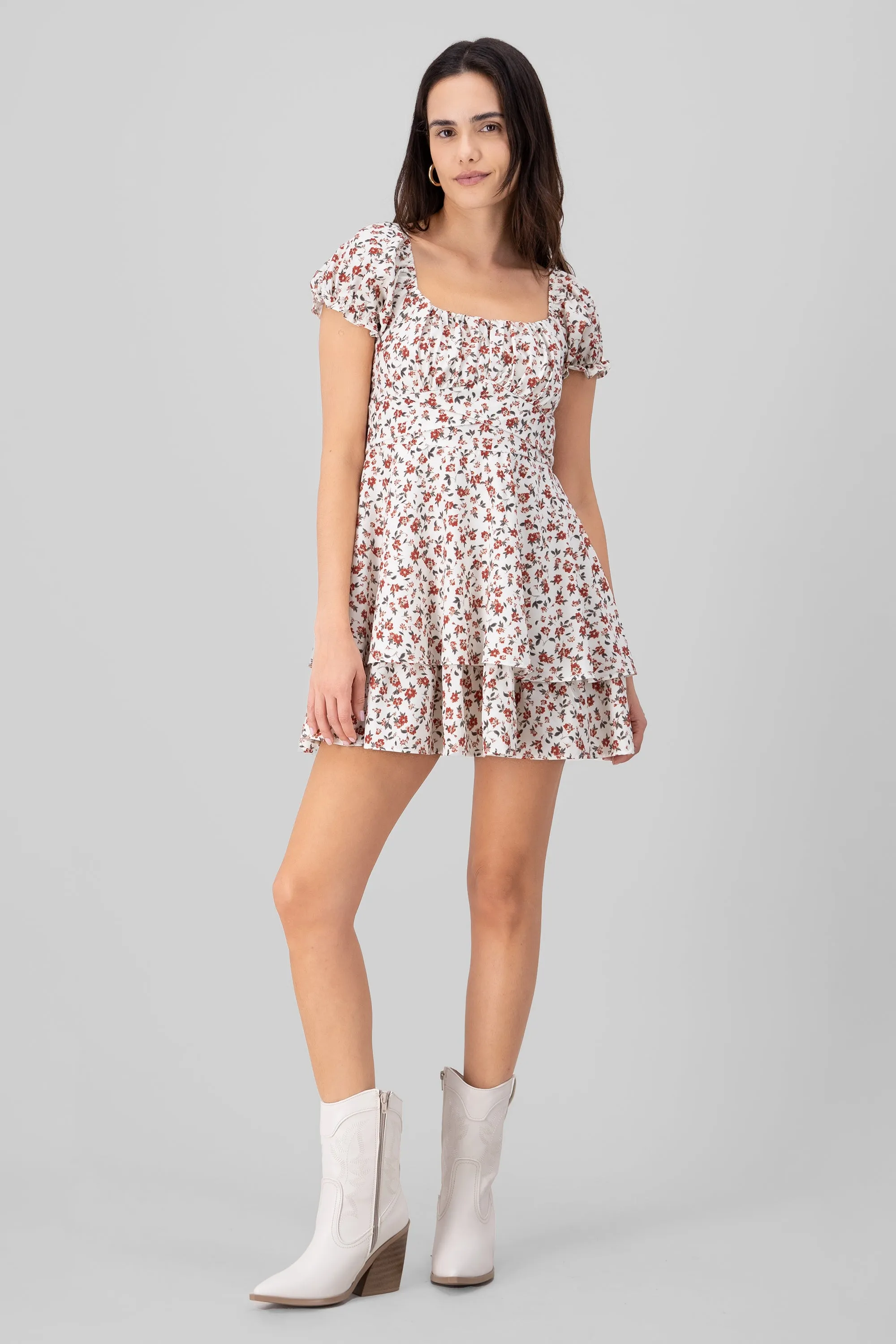 Vestido mini escote cuadrado flores sold by Shasa product image thumbnail 2