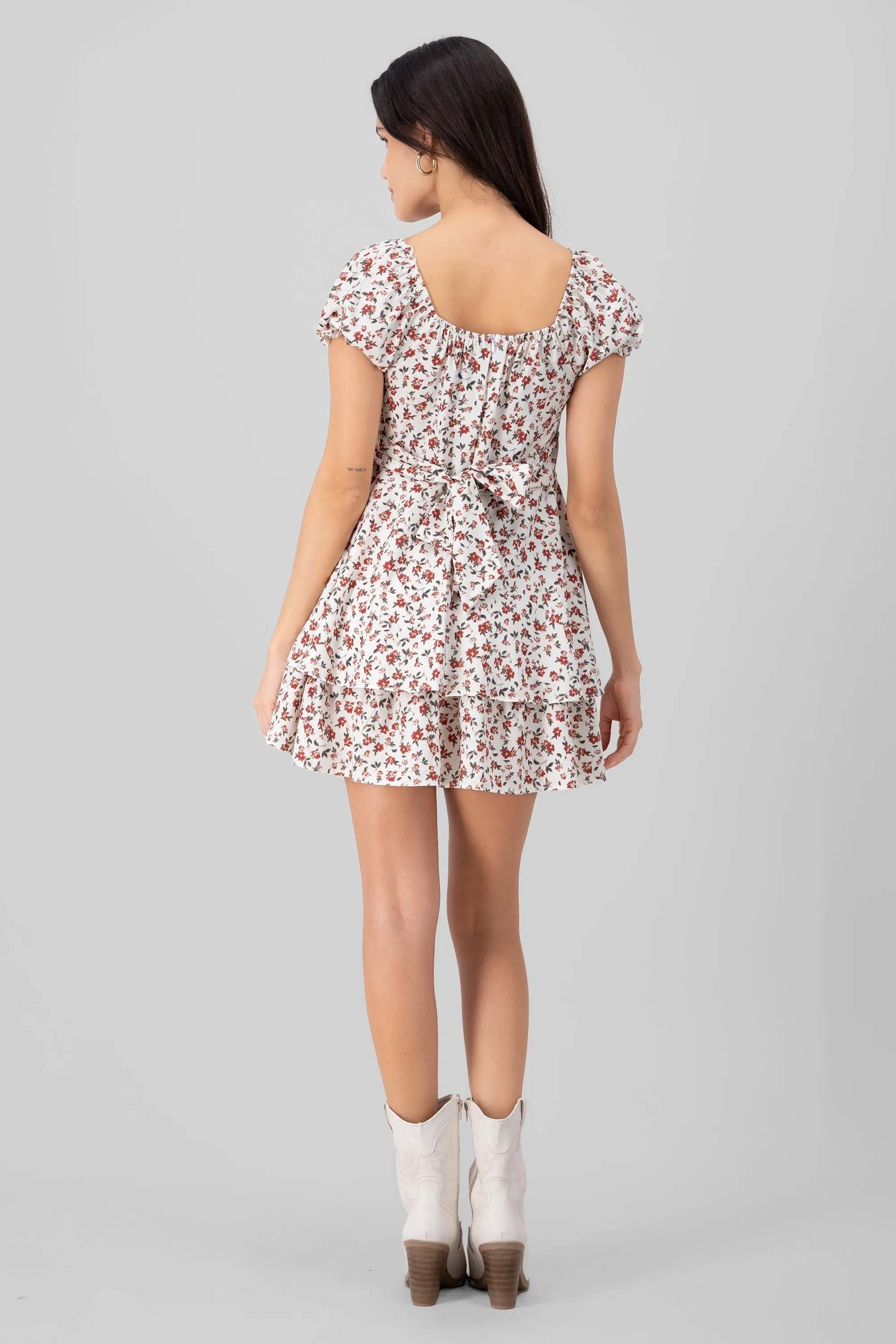 Vestido mini escote cuadrado flores sold by Shasa product image thumbnail 4