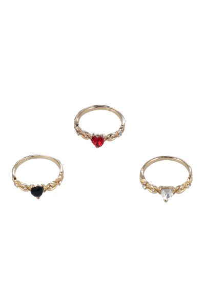 Set 3 anillos piedras corazón sold by Shasa